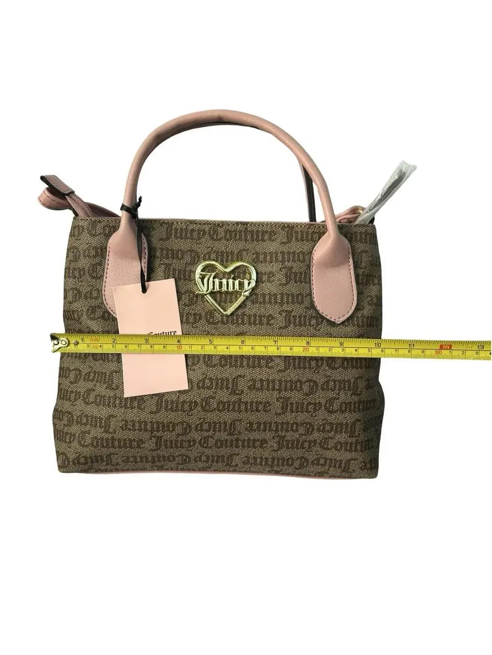Juicy Couture Brown‎ Monogram Pink Trim Satchel Crossbody Bag NWT